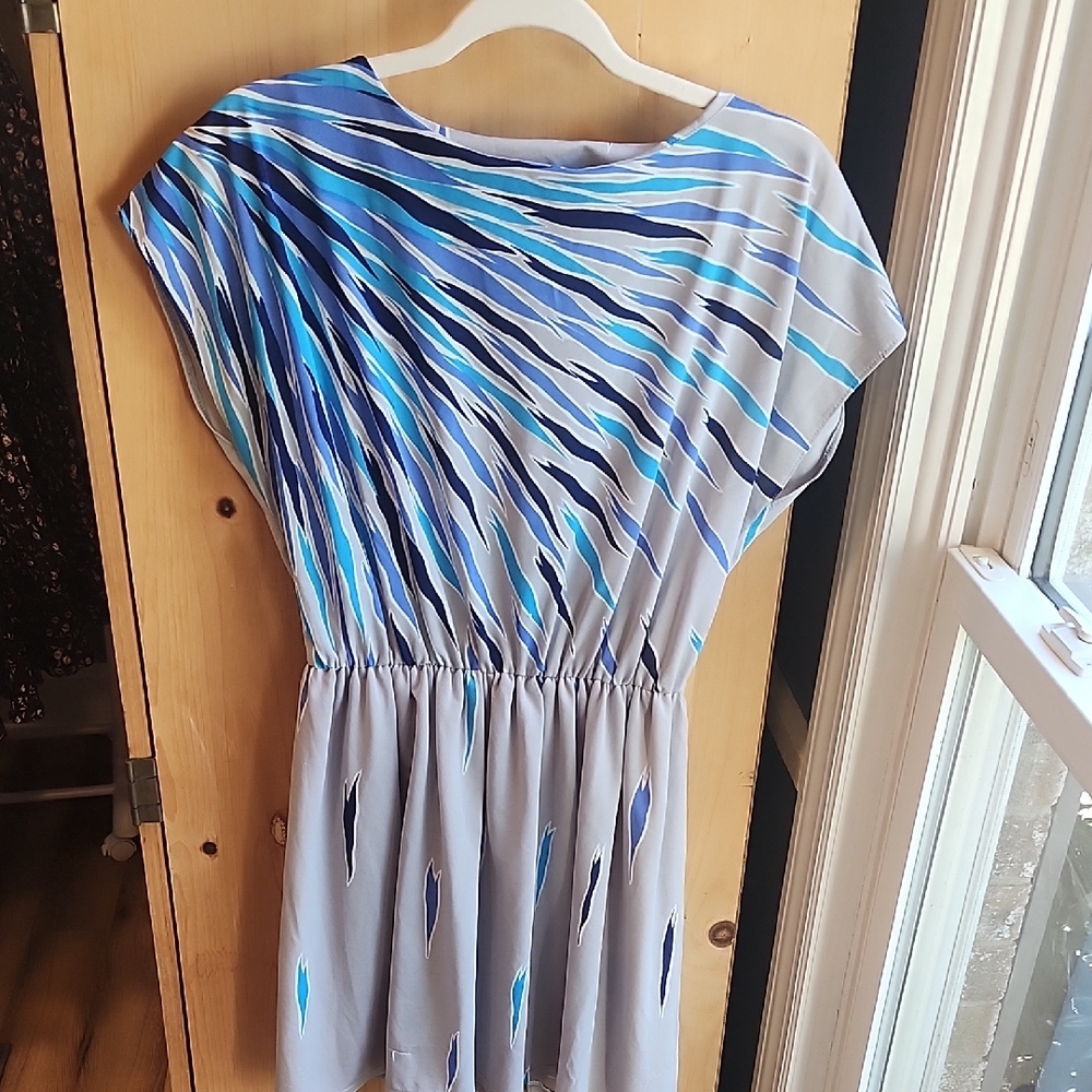 Blue and Gray Striped Dress VINTAGE